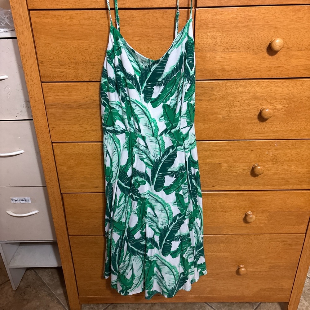 Green Leaf Print Dress